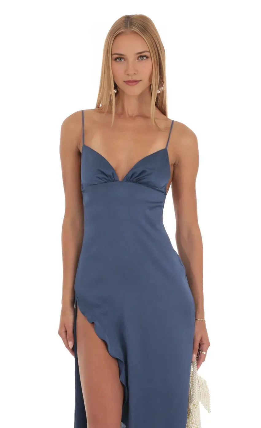 Affordable Sheath/Column V Neck Sleeveless Lace Up Floor-Length Prom Dress