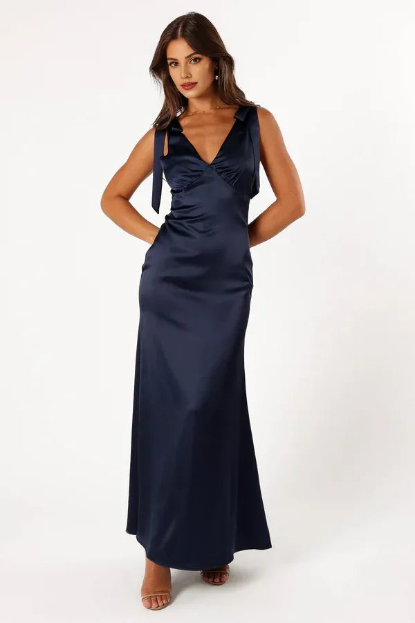 Affordable Sheath V Neck Sleeveless Backless Floor-Length Prom Dress