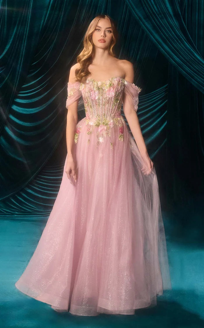 Blushing Pink Glitter Tulle A-Line Sweetheart Zipper Back Floor-Length Dress