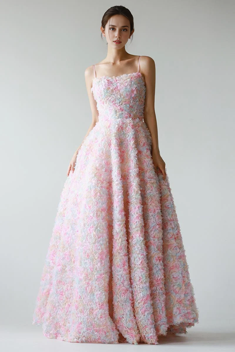 Weitese Prom Shop Dresses Spaghetti Straps 3D Floral Sleeveless Applique Maxi Dress Prom Dress Formal Women's Dresses