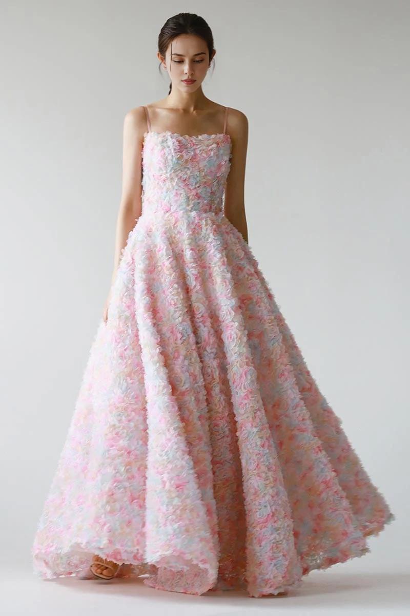 Weitese Prom Shop Dresses Spaghetti Straps 3D Floral Sleeveless Applique Maxi Dress Prom Dress Formal Women's Dresses