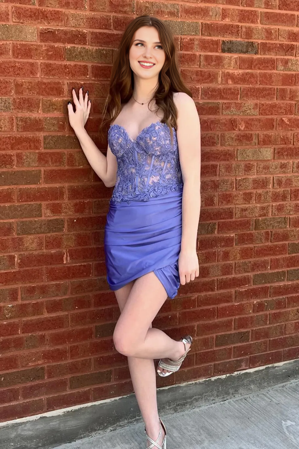 Robe de soirée moulante corset lilas à décolleté en cœur avec appliques, robes de soirée, magasins de robes de bal 