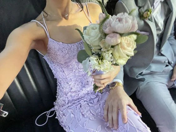 Vestidos formales Weitese para mujer, color lila, sirena, tul, apliques, vestido largo de fiesta, vestido formal de fiesta, ropa de fiesta 