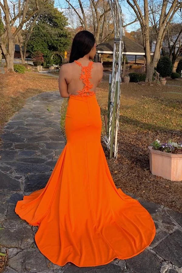 Weitese Formal Women's Dresses See Through Appliques Slit Ginger Long Prom Dress African Evening Dress Prom Clothing