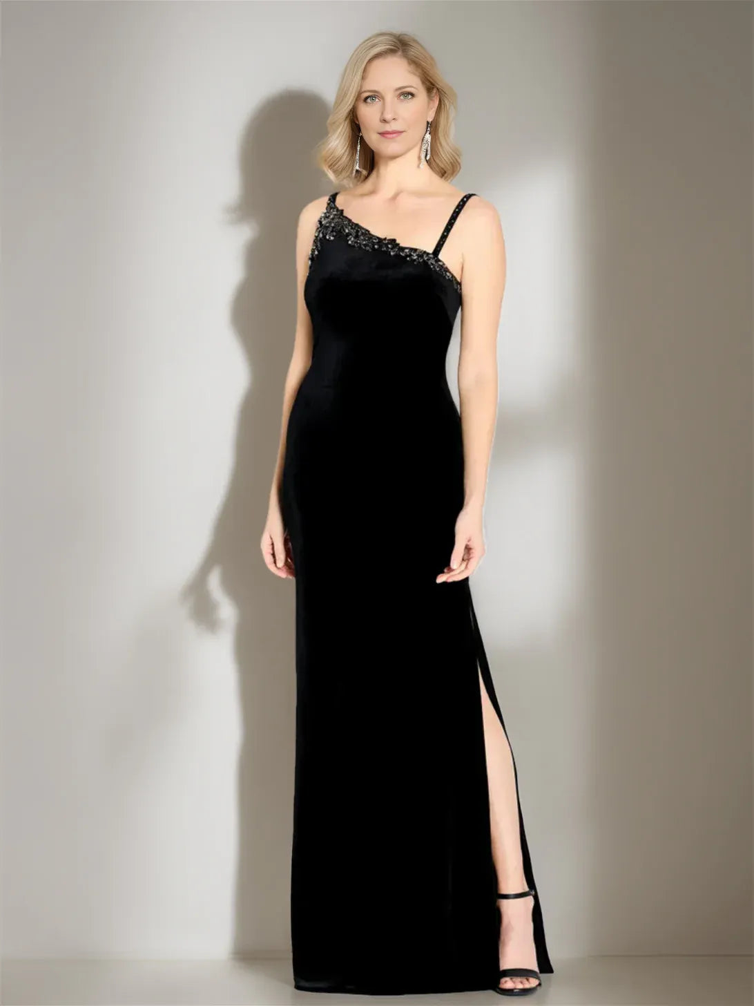 Formal Women's Dresses Mermaid/Trumpet Asymmetric Sleeveless Floor Length Mother Of The Bride Dresses With Split Side Prom Dresses Stores