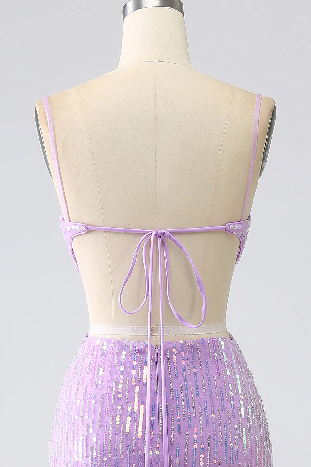 Purple Sparkly Mermaid Sequins Spaghetti Straps Prom Dress