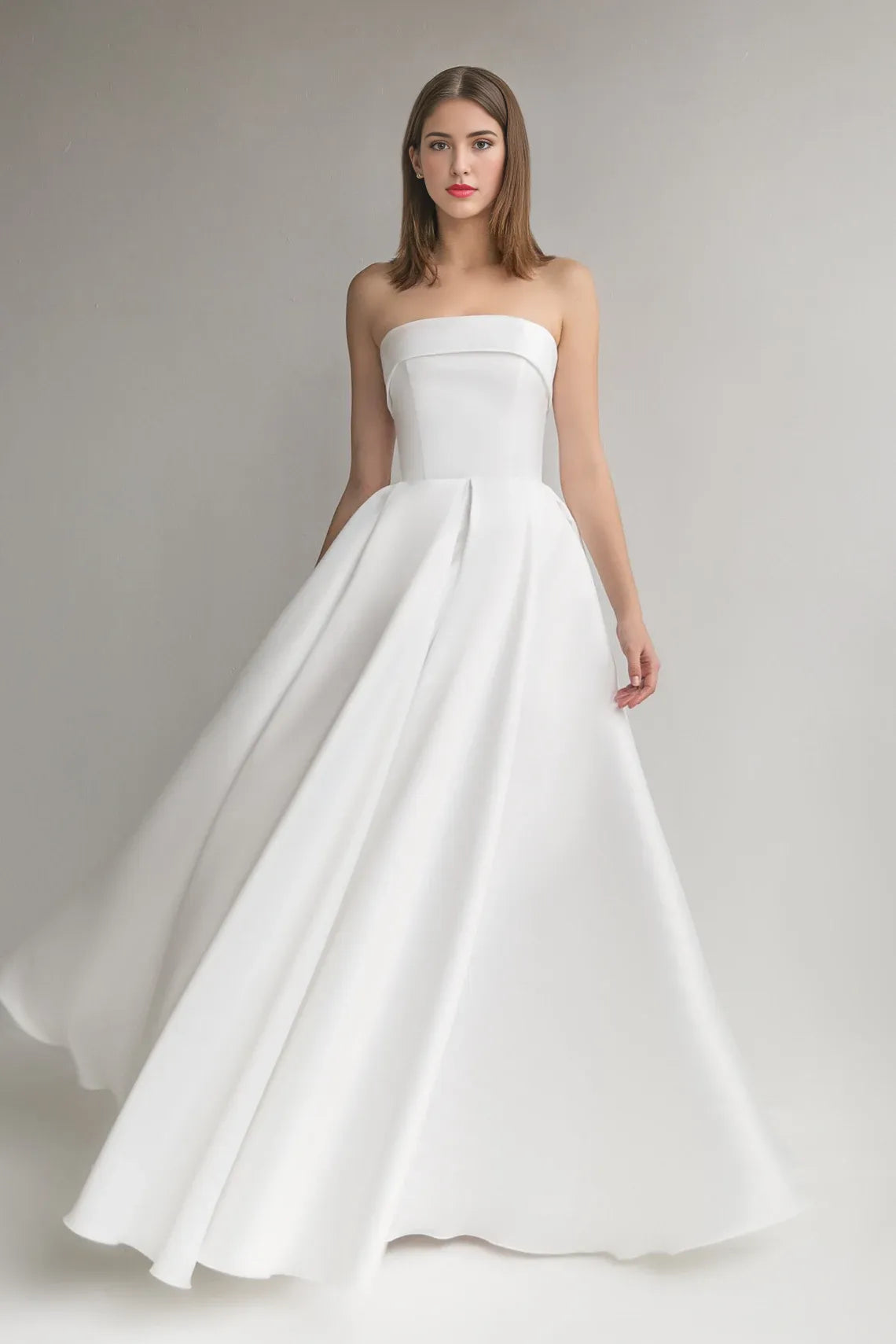 Ball Gown Wedding Dress A-line Silhouette Minimalist Dress Long Bridal Gown Off-the-shoulder Sleeveless  Bride Dress