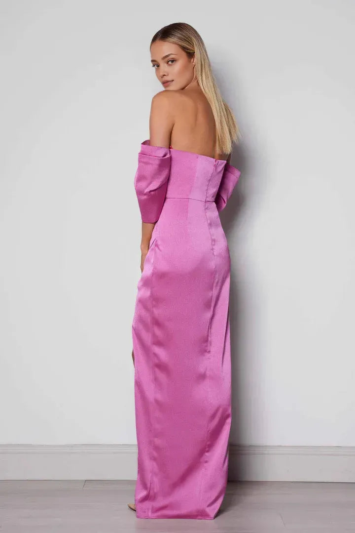 Bargain Fitted Off the Shoulder Sleeveless Backless Floor-Length Prom Dress