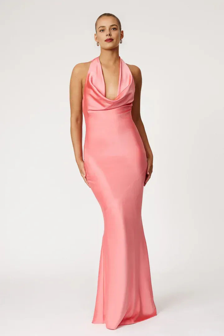 Bargain Fitted Off the Shoulder Sleeveless Satin Floor-Length Prom Dress