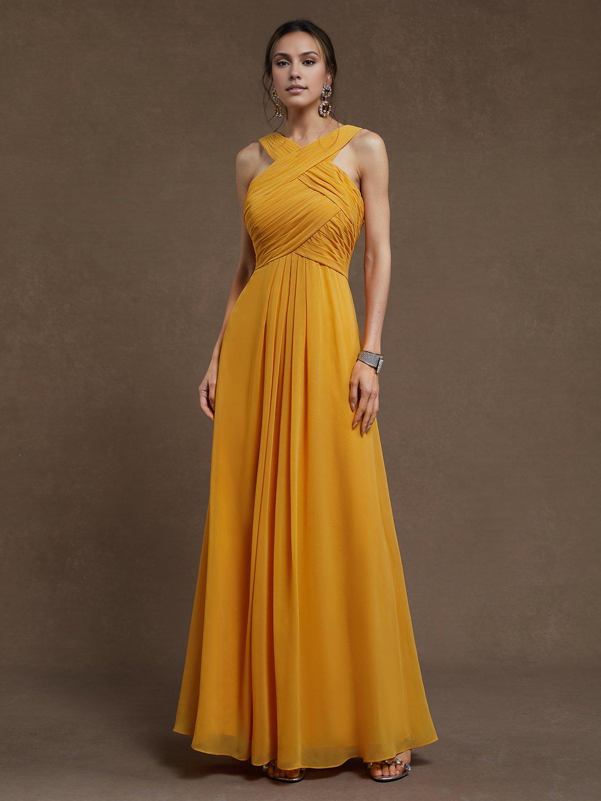 Beautiful A-Line Cross Neck Sleeveless Zipper Up Floor-Length Prom Dress