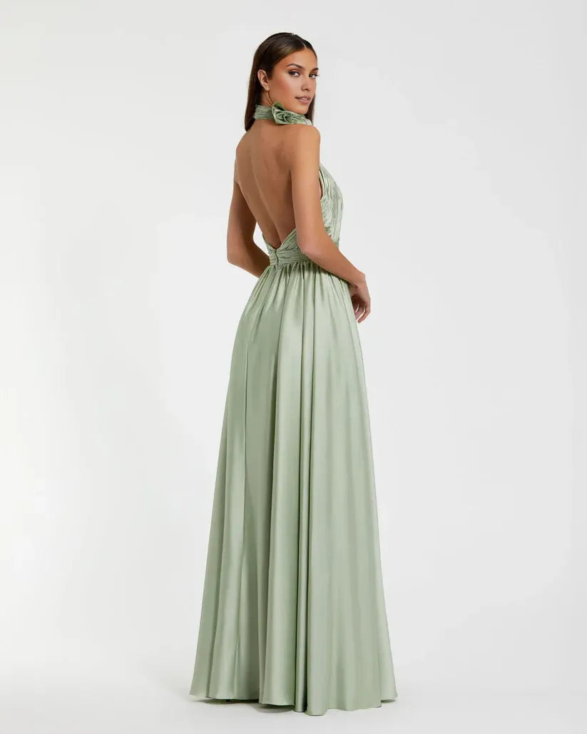 Beautiful A-Line Halter Neck Sleeveless Backless Floor-Length Prom Dress