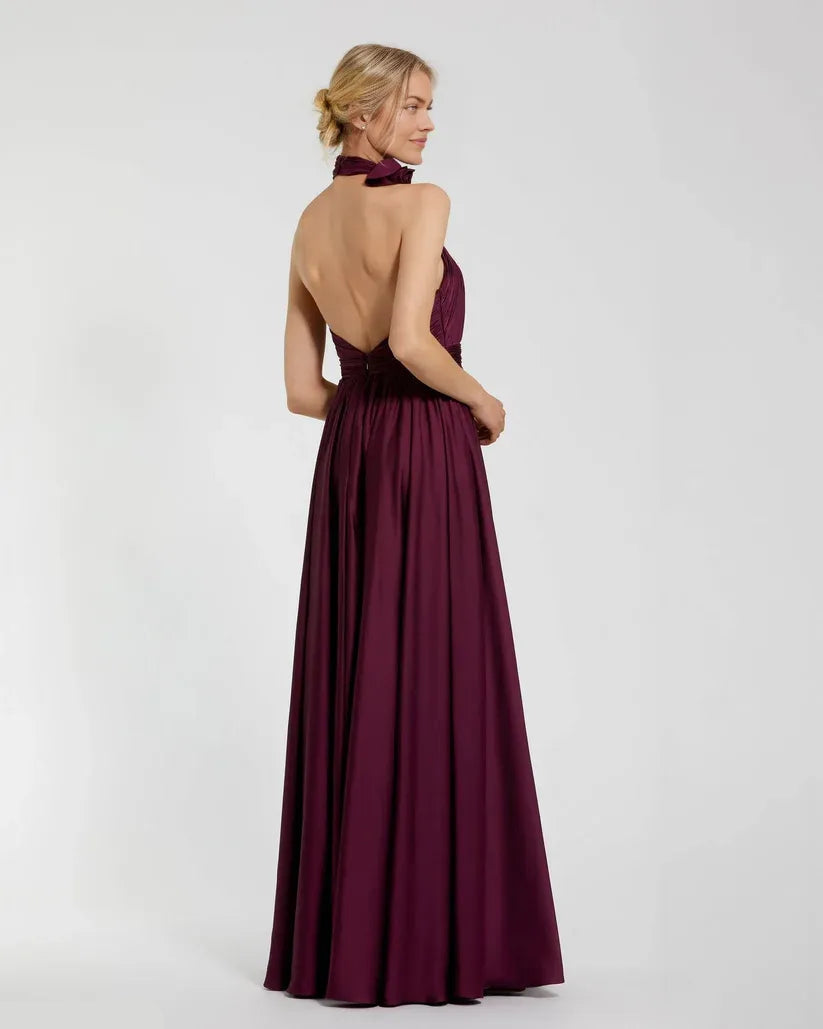 Beautiful A-Line Halter Neck Sleeveless Backless Floor-Length Prom Dress