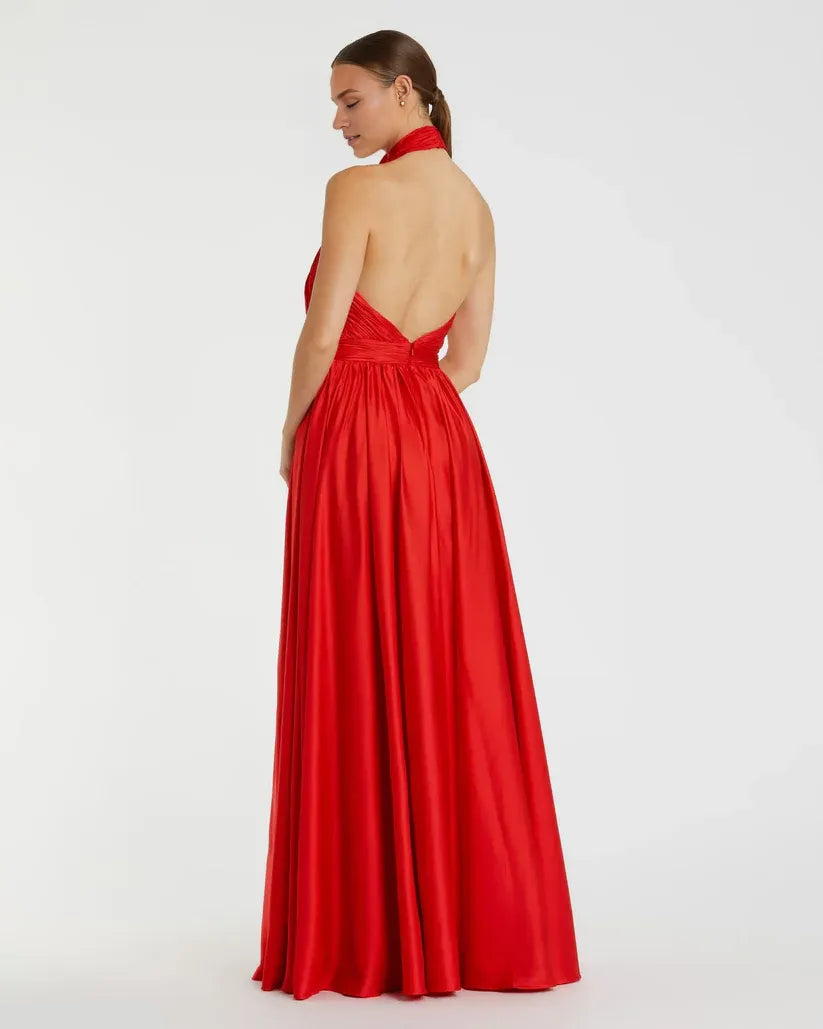 Beautiful A-Line Halter Neck Sleeveless Backless Floor-Length Prom Dress
