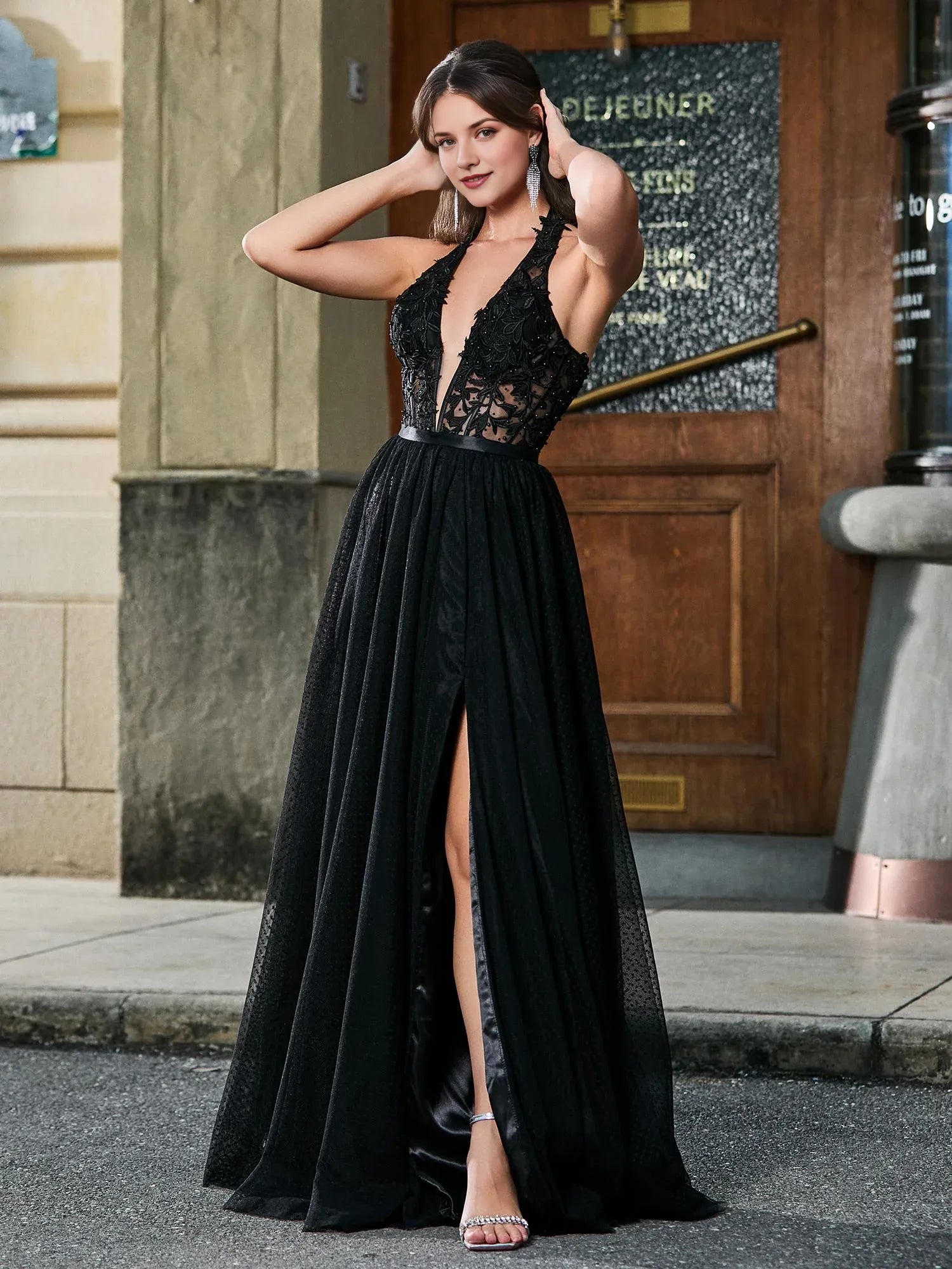 Beautiful A-Line/Princess Halter Neck Sleeveless Backless Floor-Length Prom Dress
