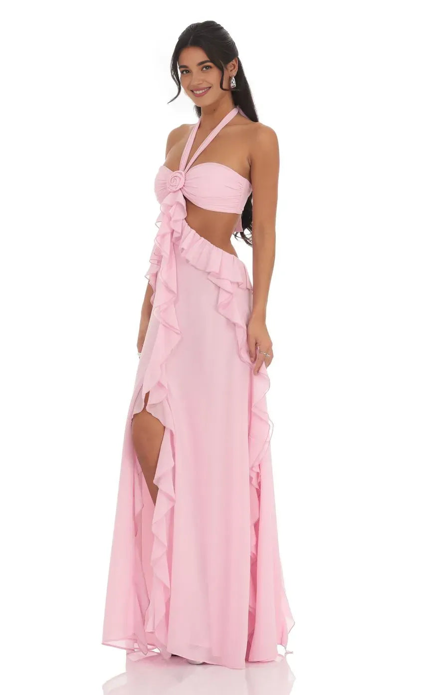 Beautiful A-Line/Princess Halter Neck Sleeveless Backless Floor-Length Prom Dress