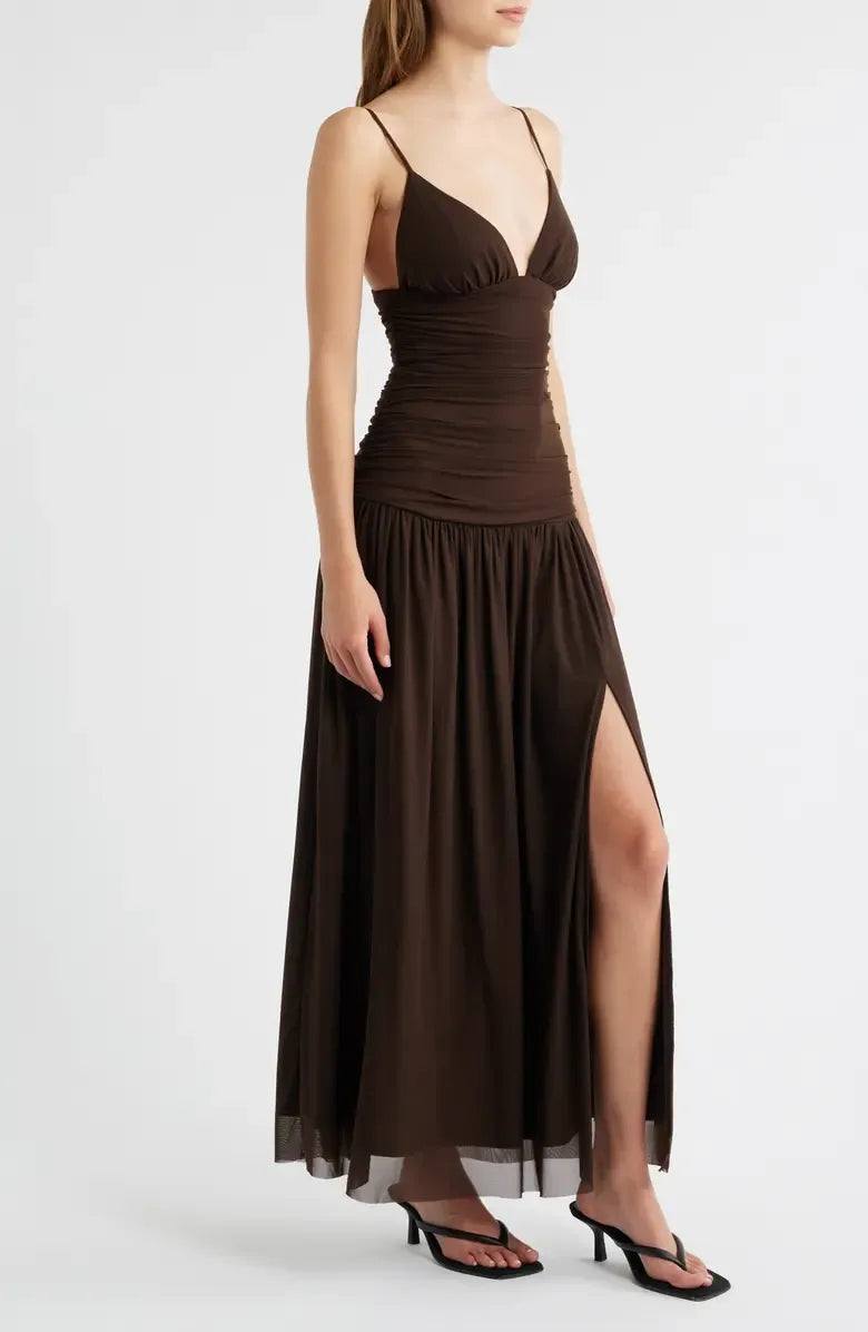 Beautiful A-Line Spaghetti Straps Sleeveless Backless Ankle-Length Prom Dress