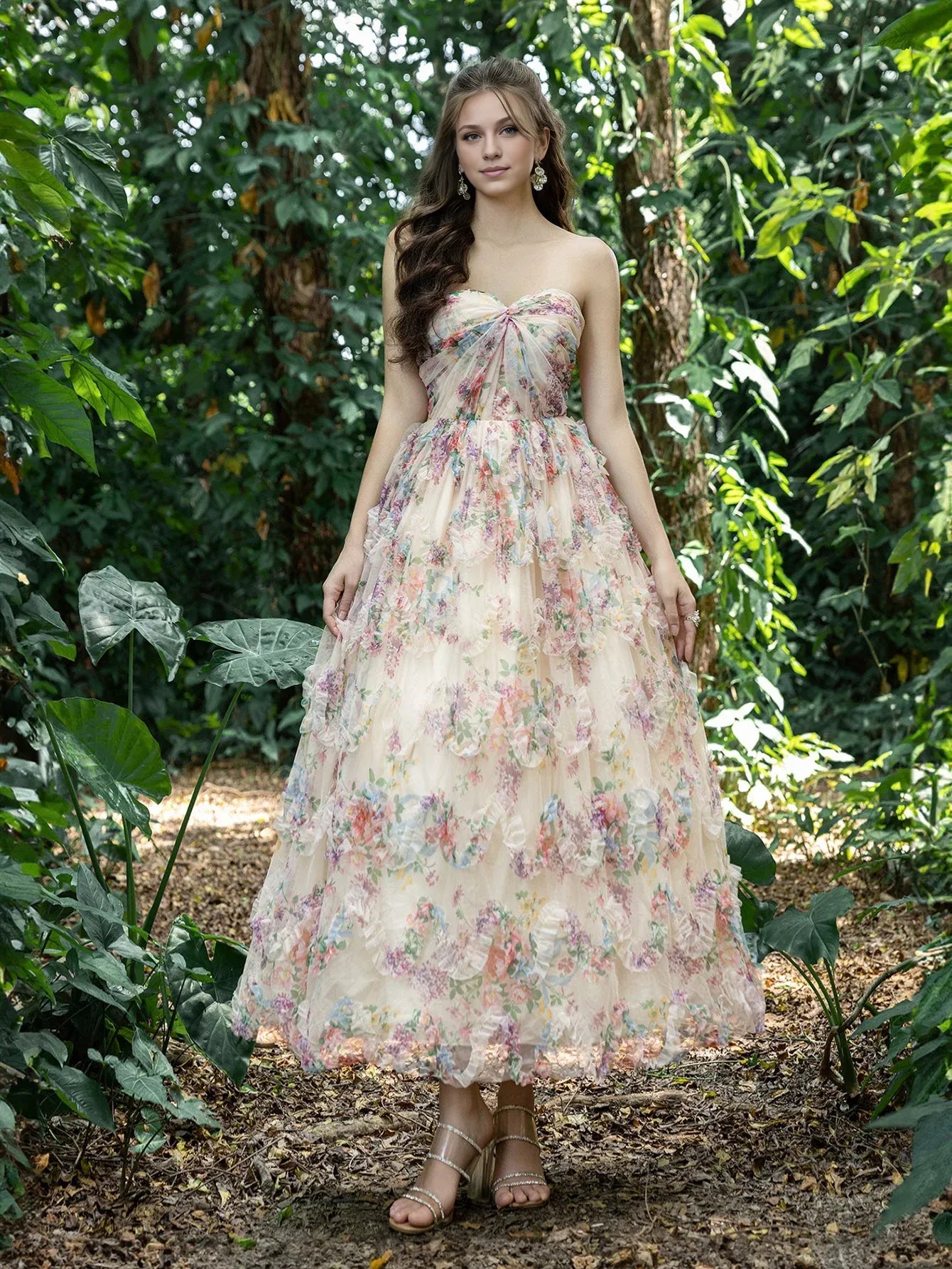 Beautiful A-Line Strapless Neck Sleeveless Lace Up Ankle-Length Prom Dress