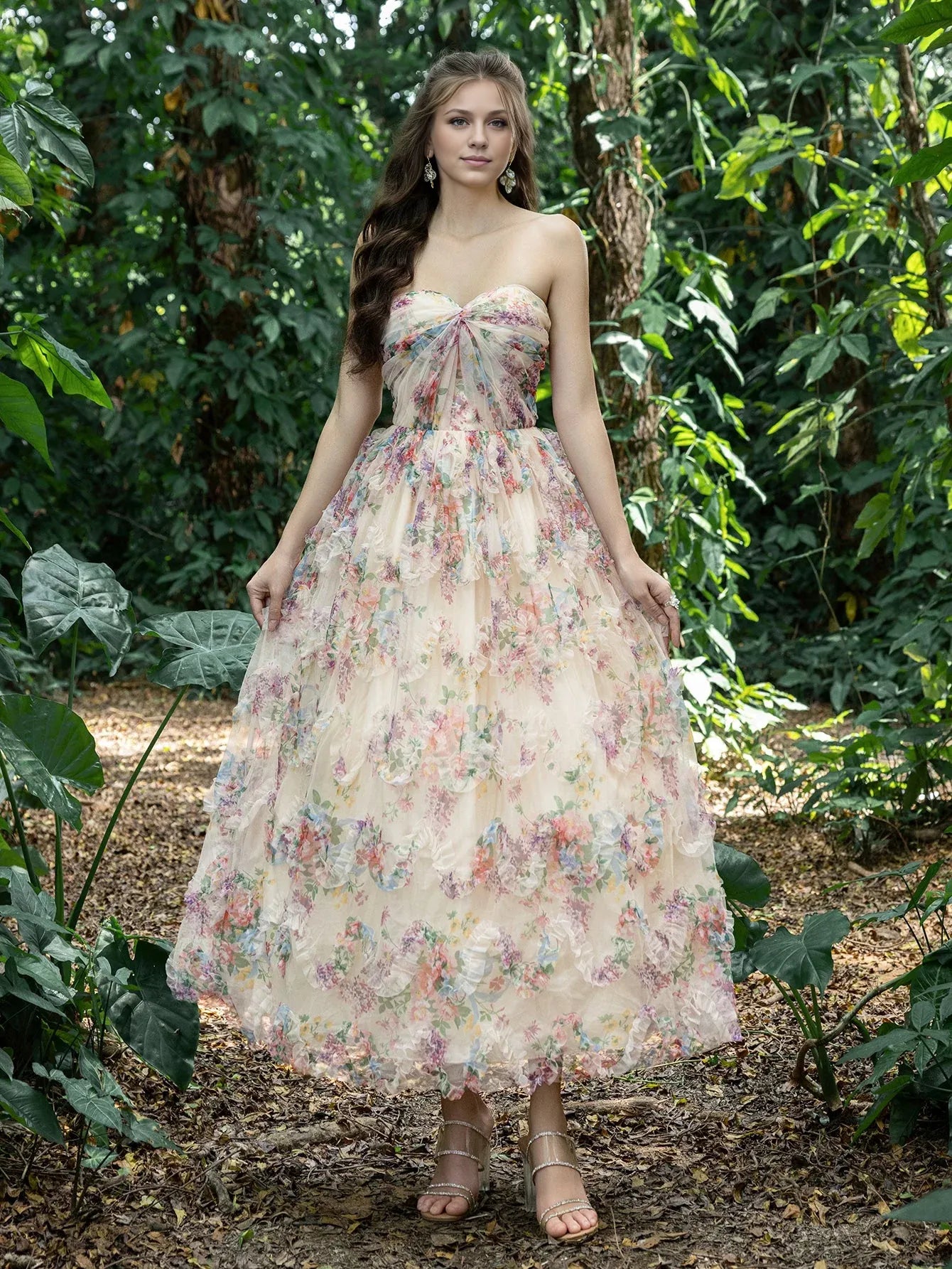 Beautiful A-Line Strapless Neck Sleeveless Lace Up Ankle-Length Prom Dress