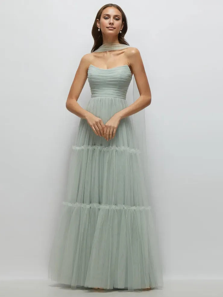 Beautiful A-Line Strapless Sleeveless Zipper Up Floor-Length Prom Dress