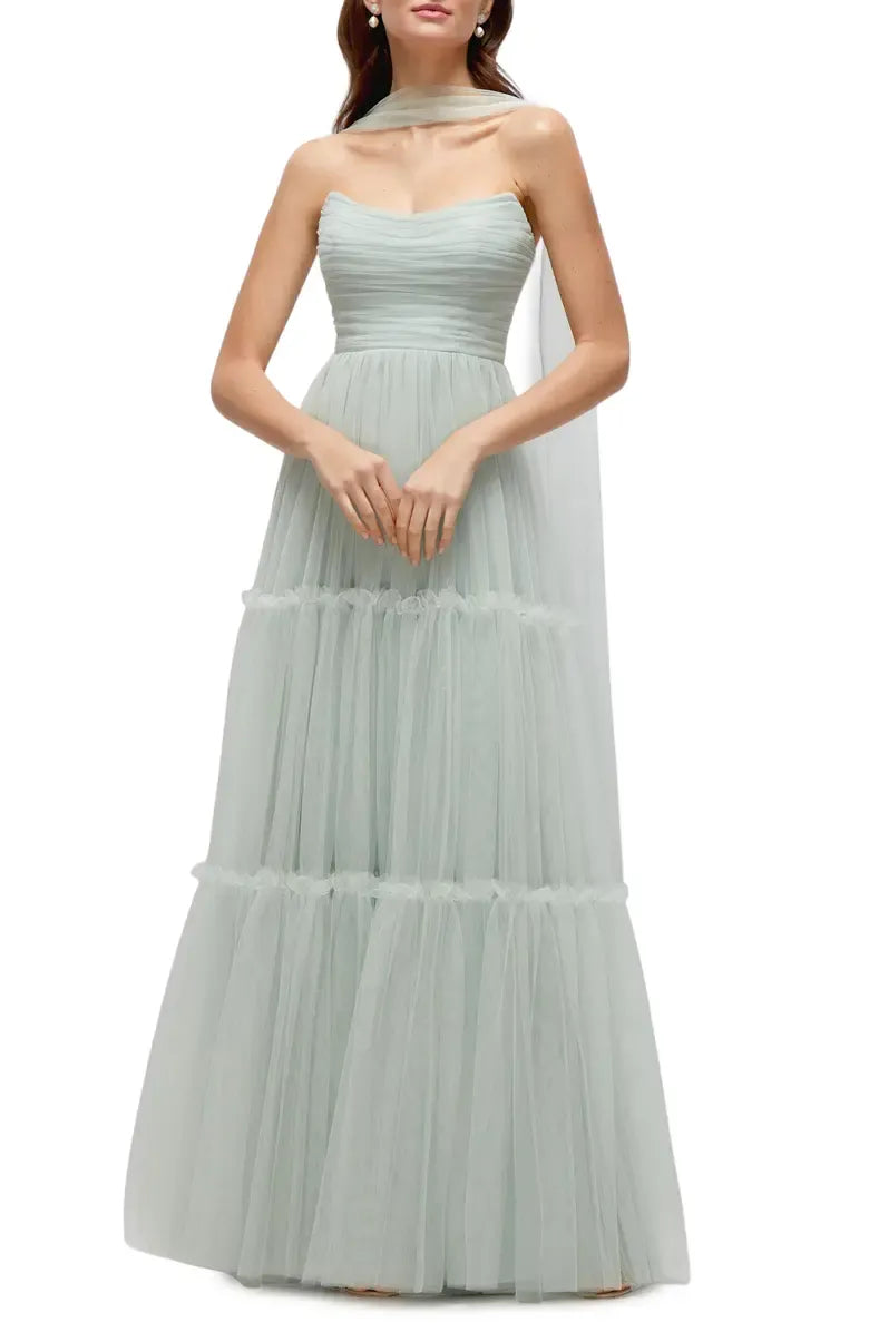 Beautiful A-Line Strapless Sleeveless Zipper Up Floor-Length Prom Dress