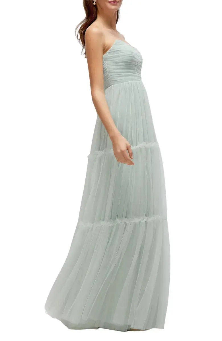 Beautiful A-Line Strapless Sleeveless Zipper Up Floor-Length Prom Dress