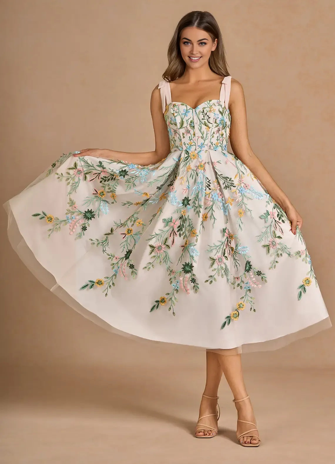Beautiful A-Line&Princess Sweetheart Neck Sleeveless Backless Tea-Length Evening Dress