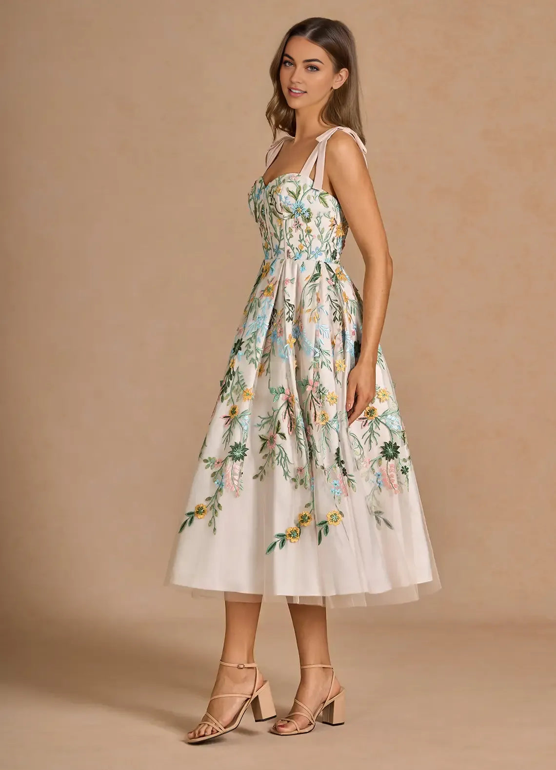Beautiful A-Line&Princess Sweetheart Neck Sleeveless Backless Tea-Length Evening Dress