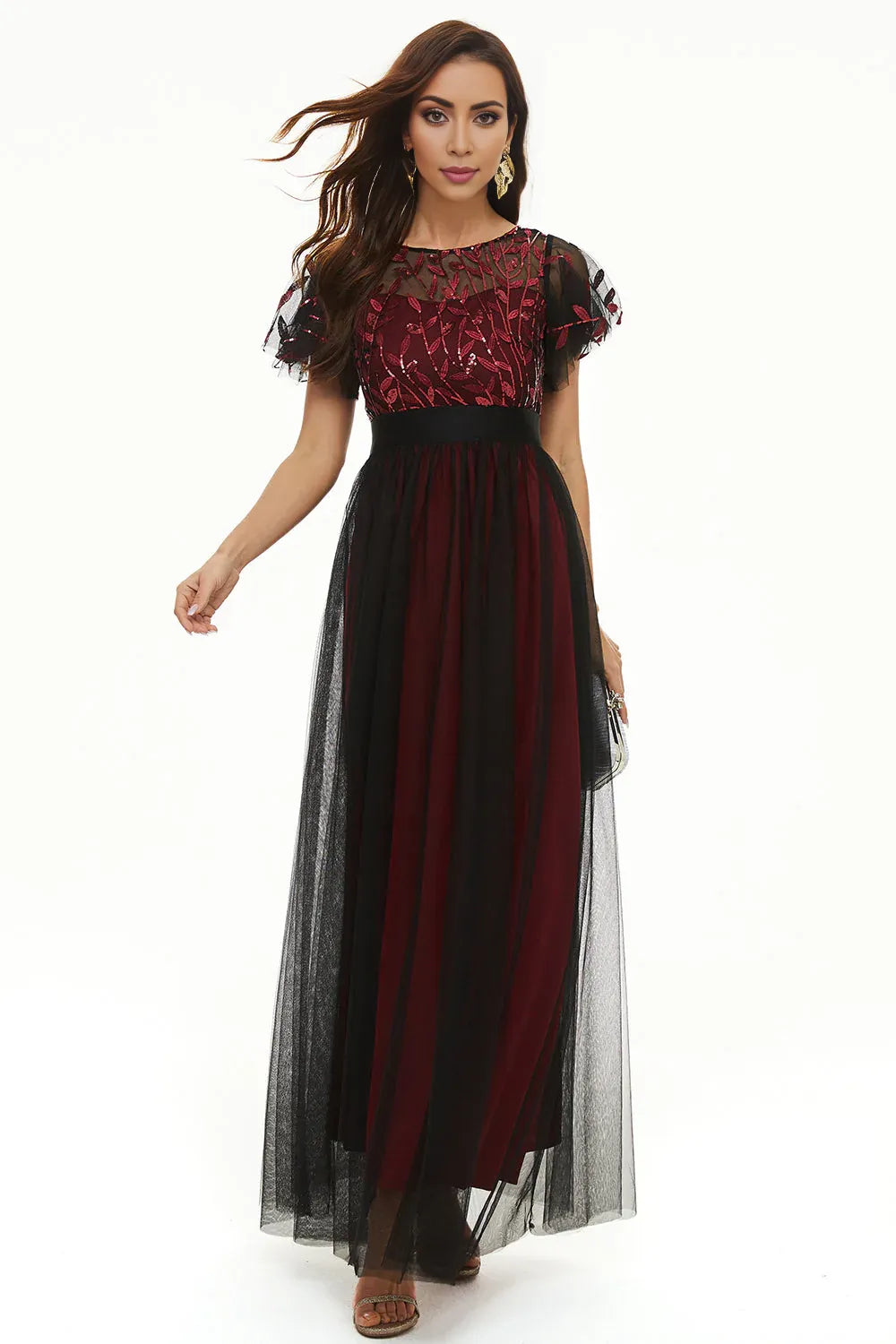 Beautiful A Line Boat Neck Short Sleeve Zipper Up Floor-Length Mother of the Bride Dress