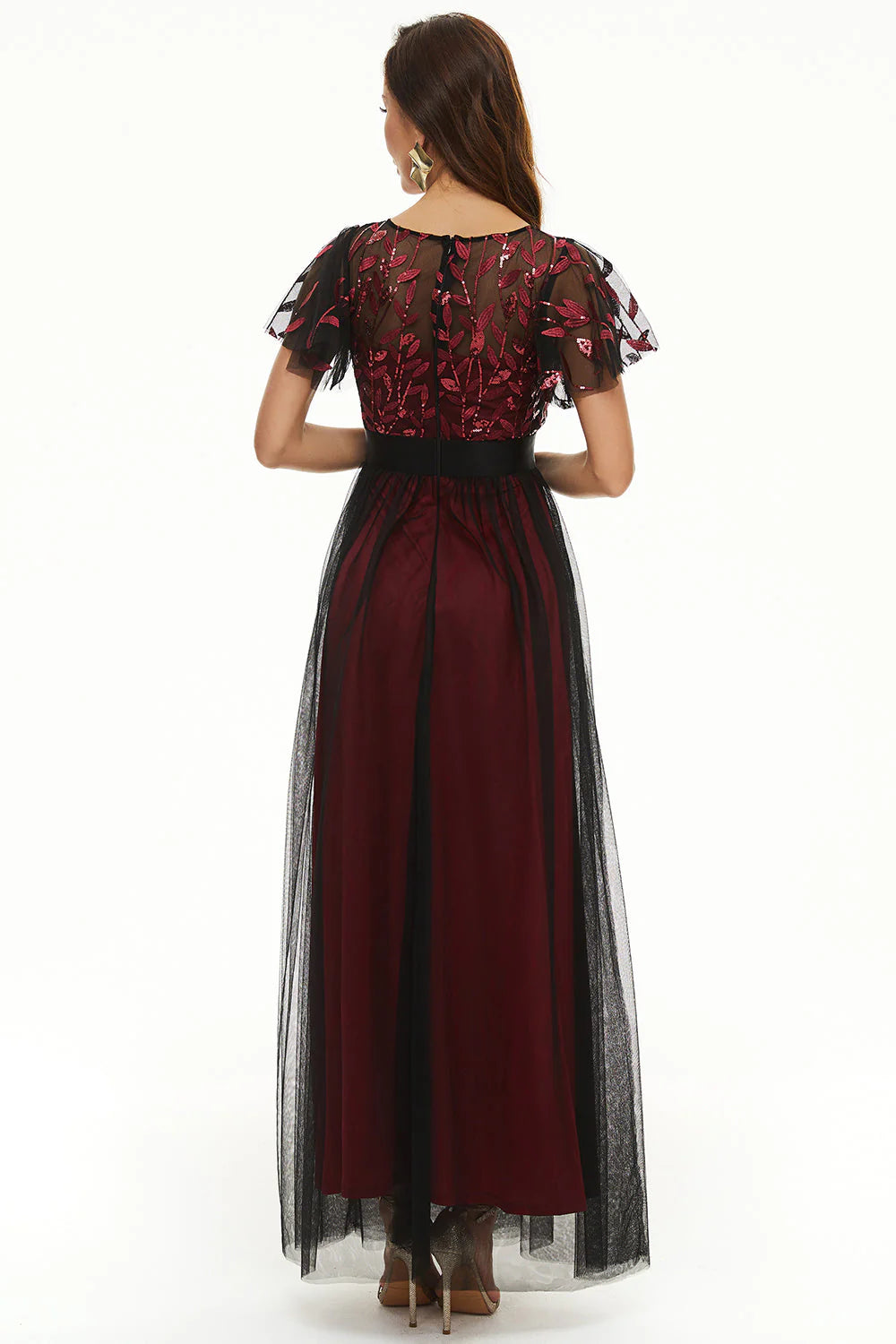 Beautiful A Line Boat Neck Short Sleeve Zipper Up Floor-Length Mother of the Bride Dress