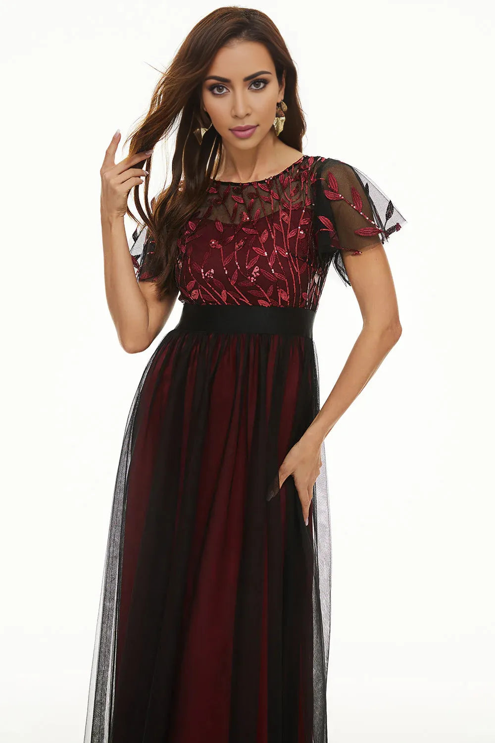 Beautiful A Line Boat Neck Short Sleeve Zipper Up Floor-Length Mother of the Bride Dress