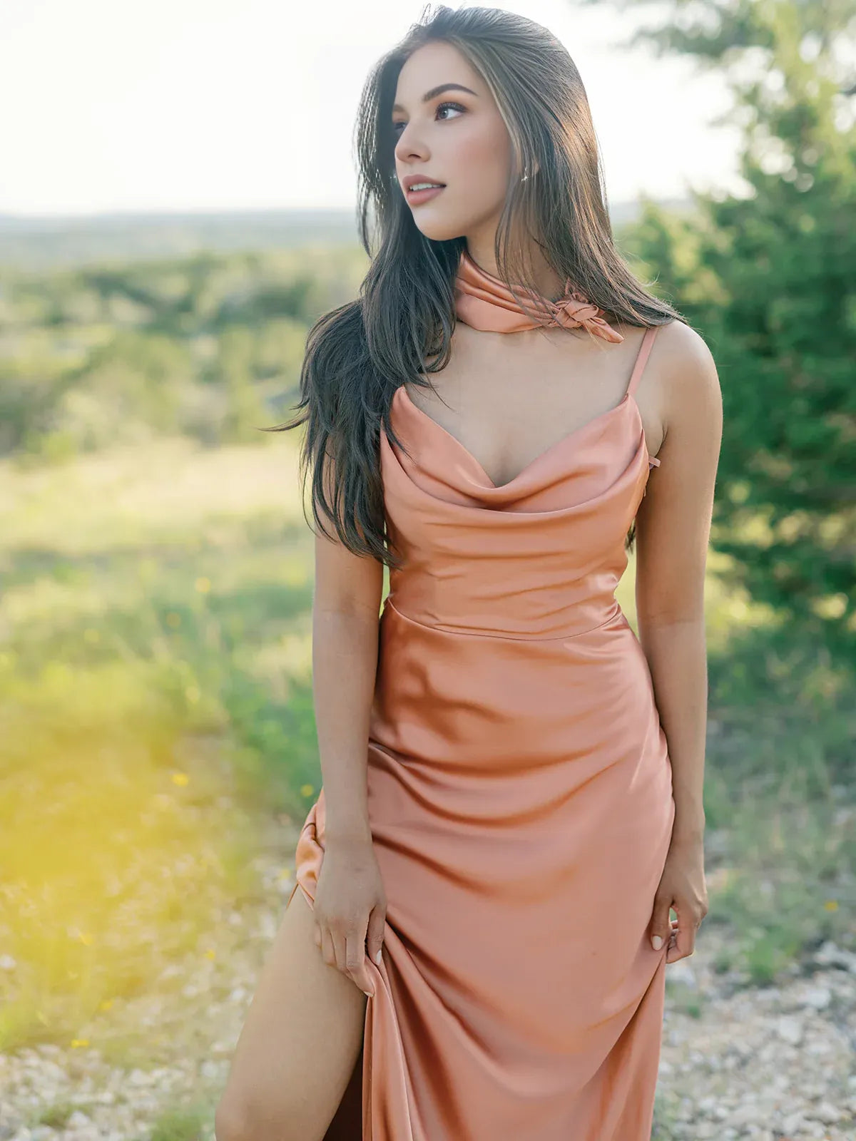 Beautiful Fitted A-line Cowl Neck Sleeveless Backless Floor-Length Prom Dress