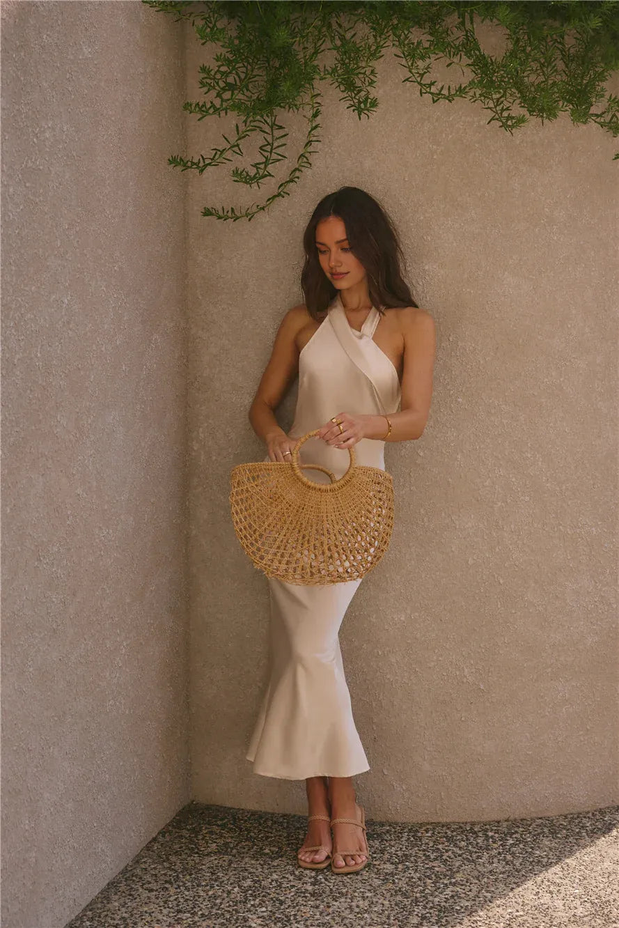 Beautiful Mermaid High Neck Sleeveless Backless Ankle-Length Prom Dress