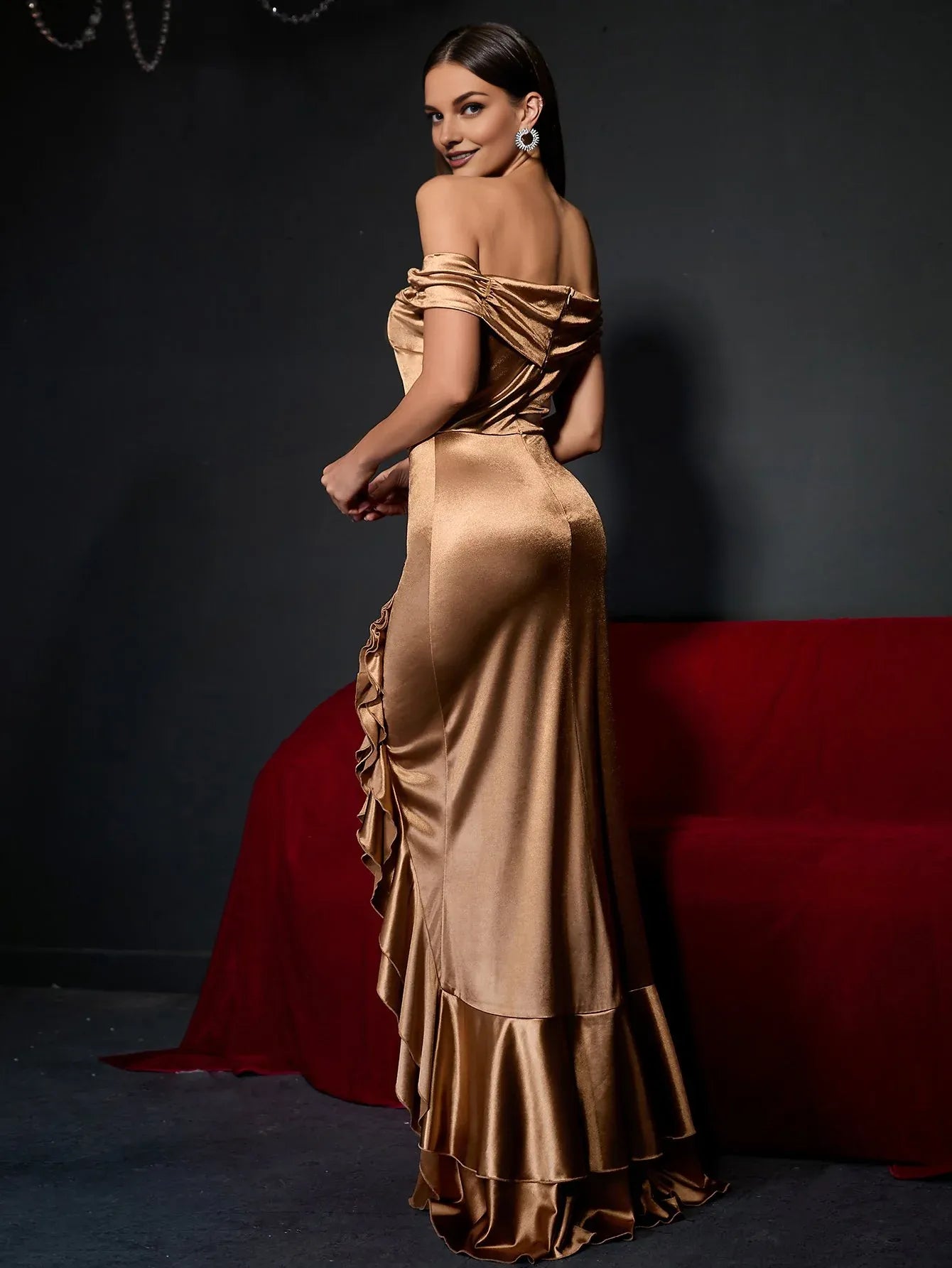 Beautiful Mermaid Off Shoulder Cap Sleeve Zipper Up Floor-Length Prom Dress