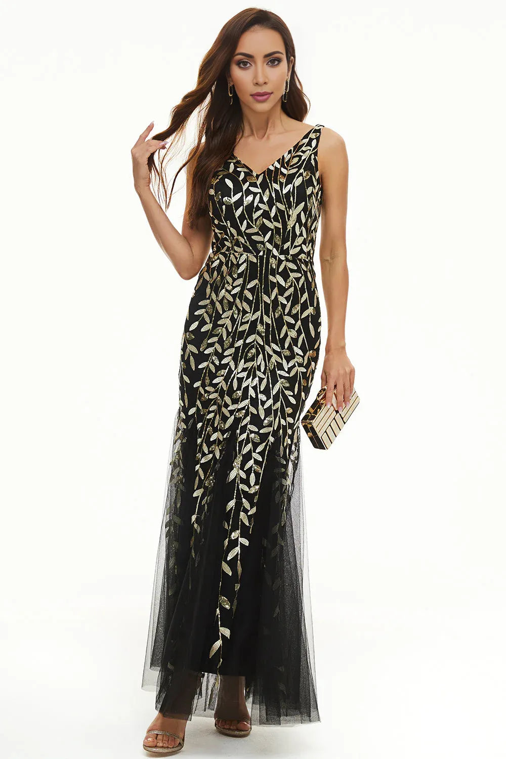 Beautiful Mermaid V Neck Sleeveless Zipper Up Floor-Length Mother of the Bride Dress