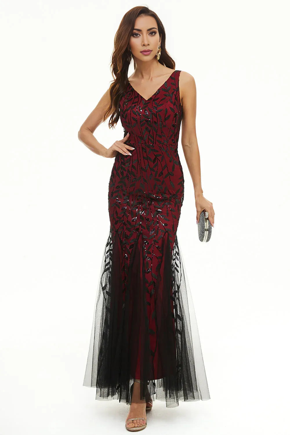 Beautiful Mermaid V Neck Sleeveless Zipper Up Floor-Length Mother of the Bride Dress