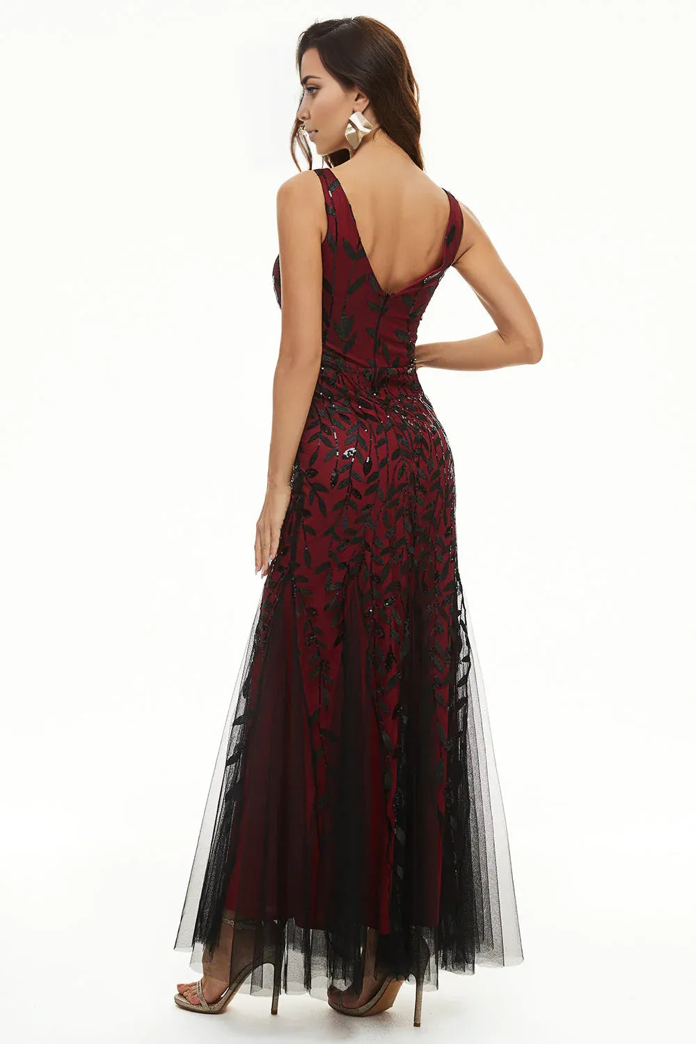 Beautiful Mermaid V Neck Sleeveless Zipper Up Floor-Length Mother of the Bride Dress