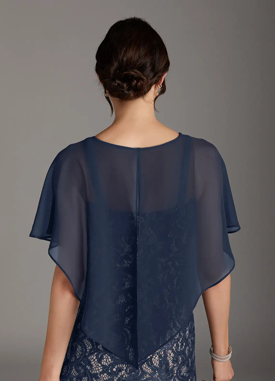 Beautiful Sheath Boat-Neck Flutter Sleeve Back Zip Floor-Length Mother of the Bride Dress