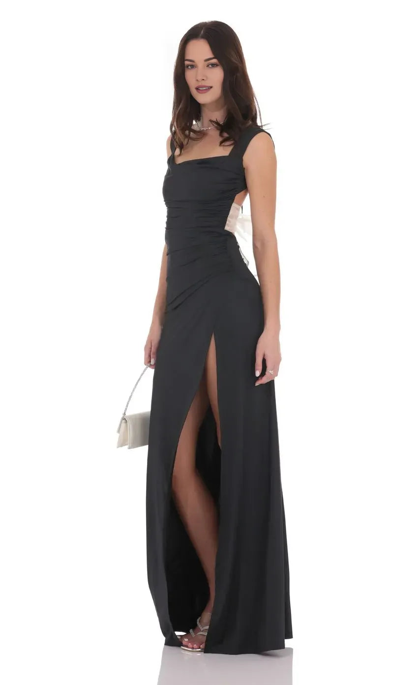 Beautiful Sheath/Column Cowl Neck Open Back Lace Up Floor-Length Prom Dress