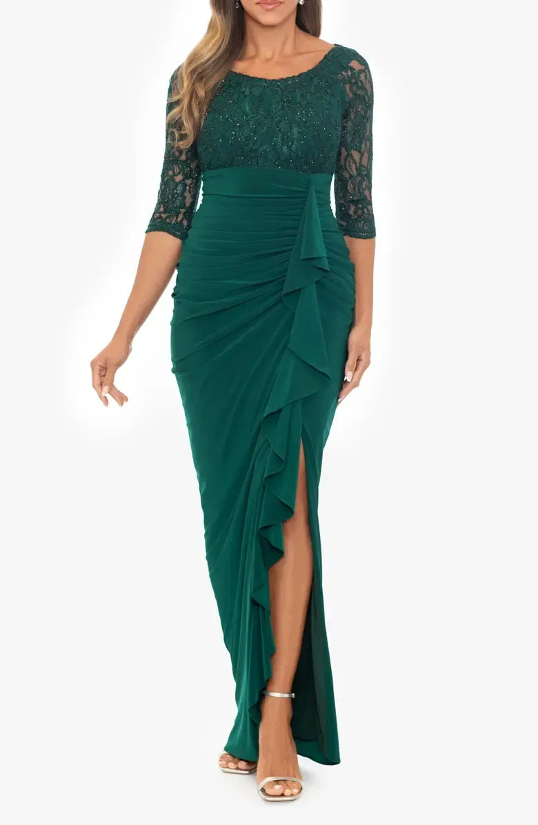 Beautiful Sheath Scoop Neck Long Sleeve Chiffon Floor-Length Mother of the Bride Dress