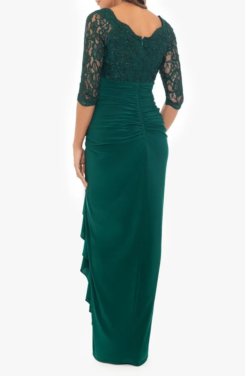 Beautiful Sheath Scoop Neck Long Sleeve Chiffon Floor-Length Mother of the Bride Dress