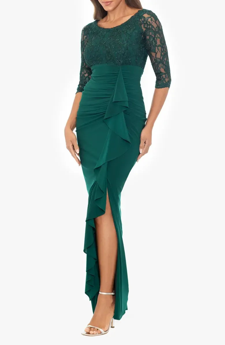 Beautiful Sheath Scoop Neck Long Sleeve Chiffon Floor-Length Mother of the Bride Dress