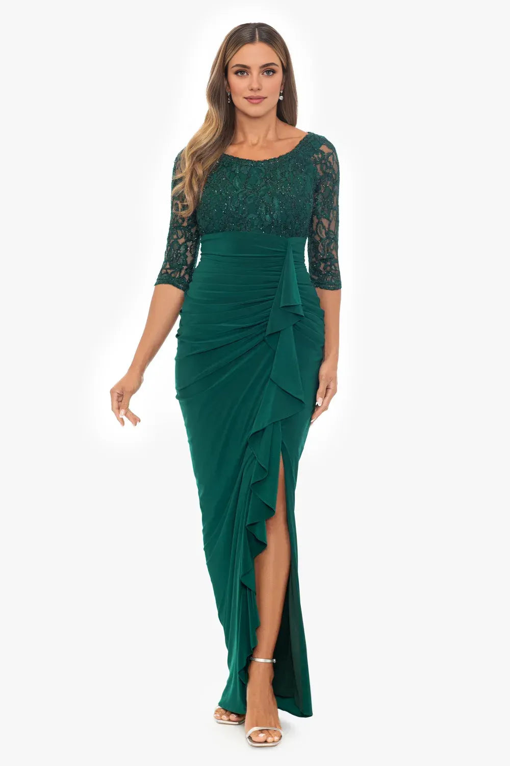 Beautiful Sheath Scoop Neck Long Sleeve Chiffon Floor-Length Mother of the Bride Dress