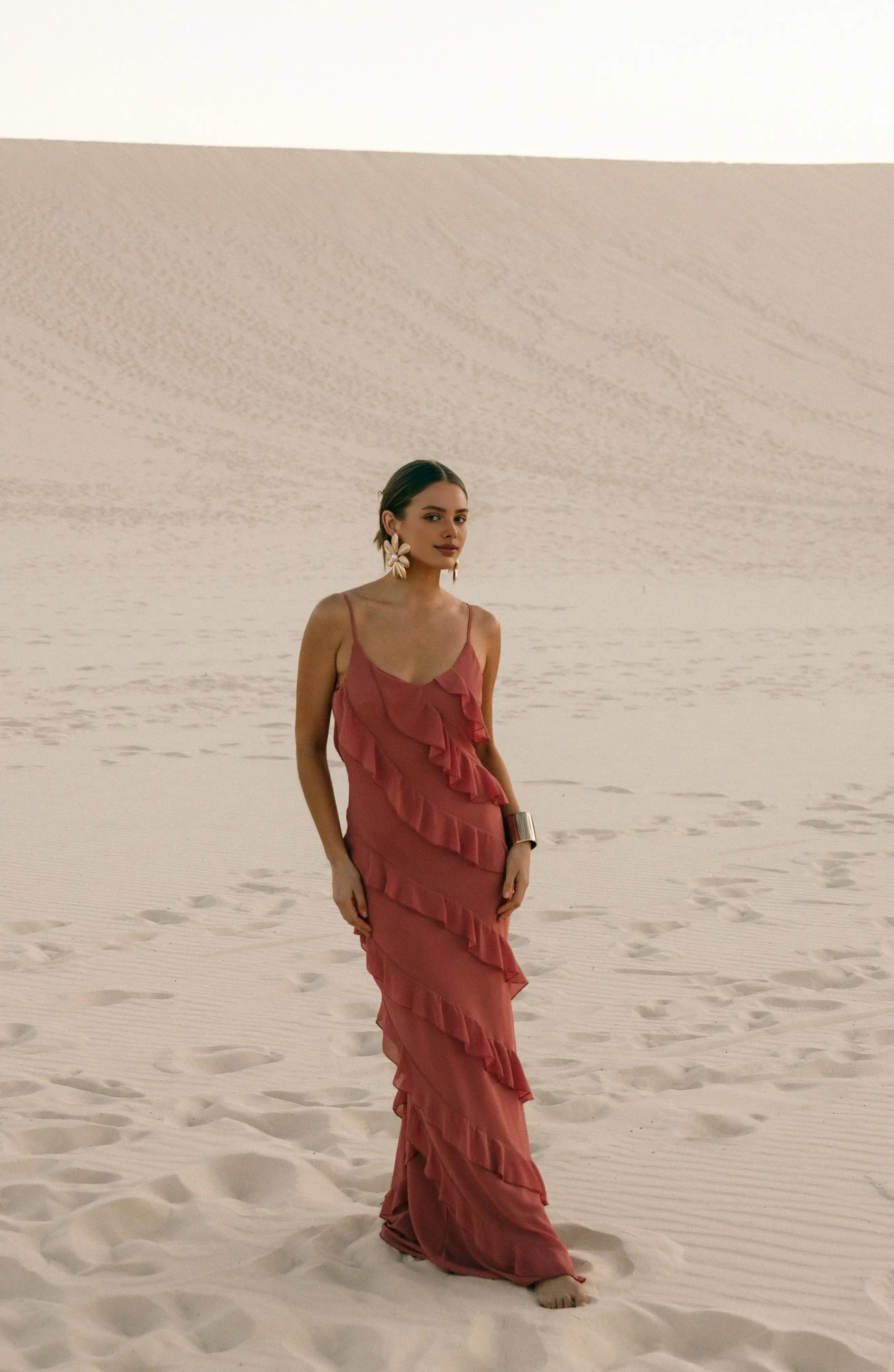 Trendy Sheath Spaghetti Straps Sleeveless Chiffon Ankle-Length Prom Dress