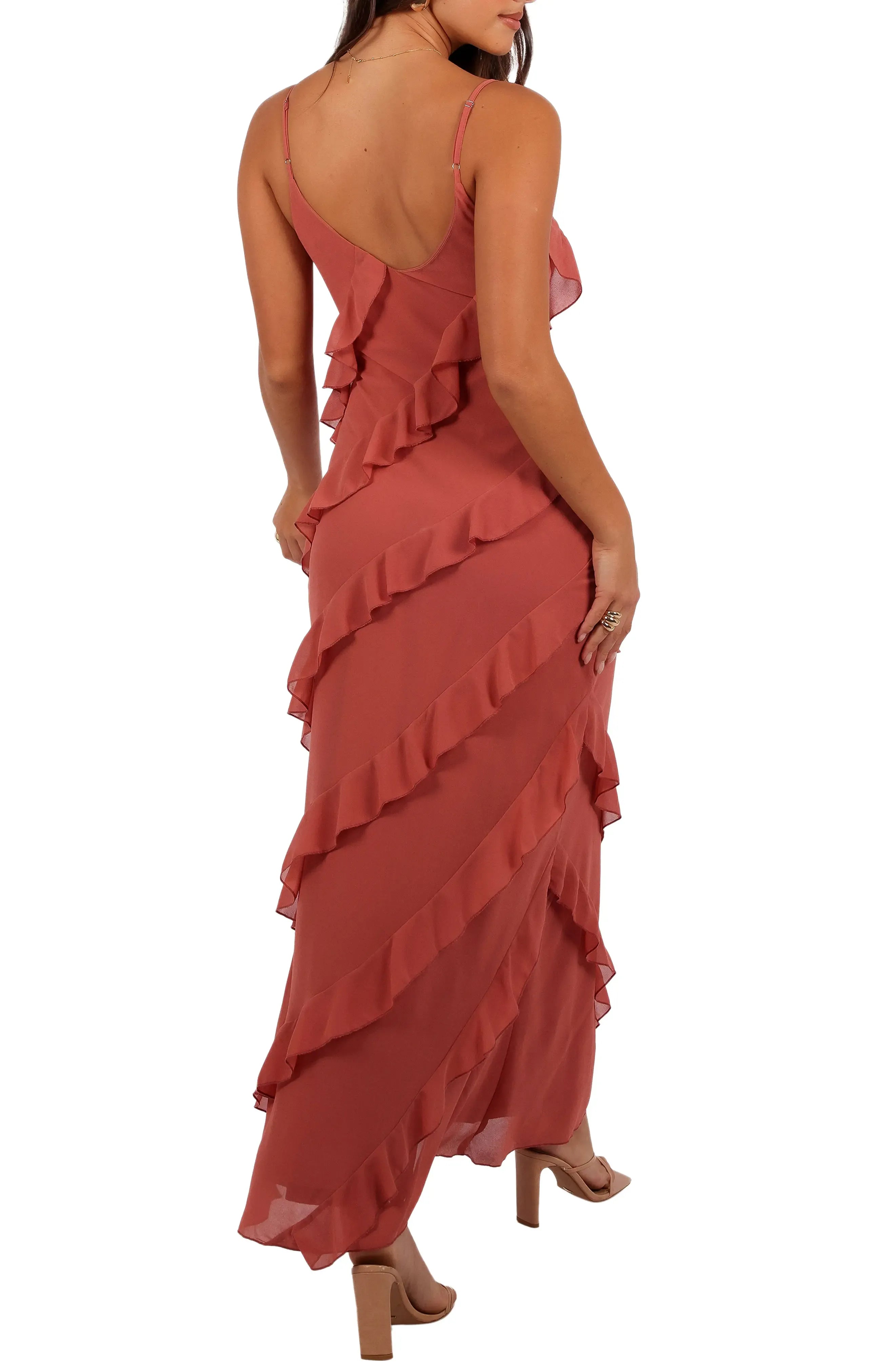 Trendy Sheath Spaghetti Straps Sleeveless Chiffon Ankle-Length Prom Dress