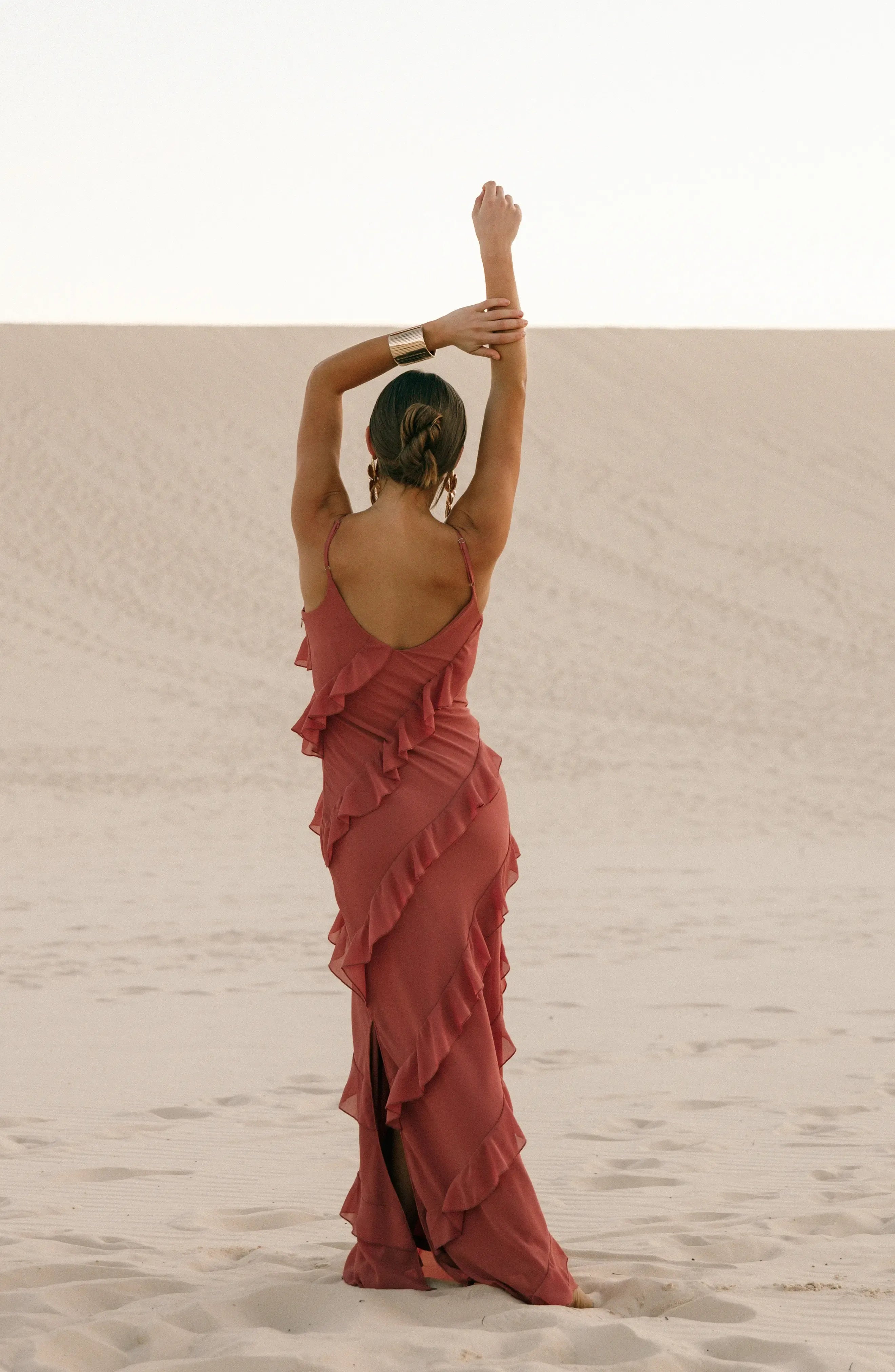 Trendy Sheath Spaghetti Straps Sleeveless Chiffon Ankle-Length Prom Dress