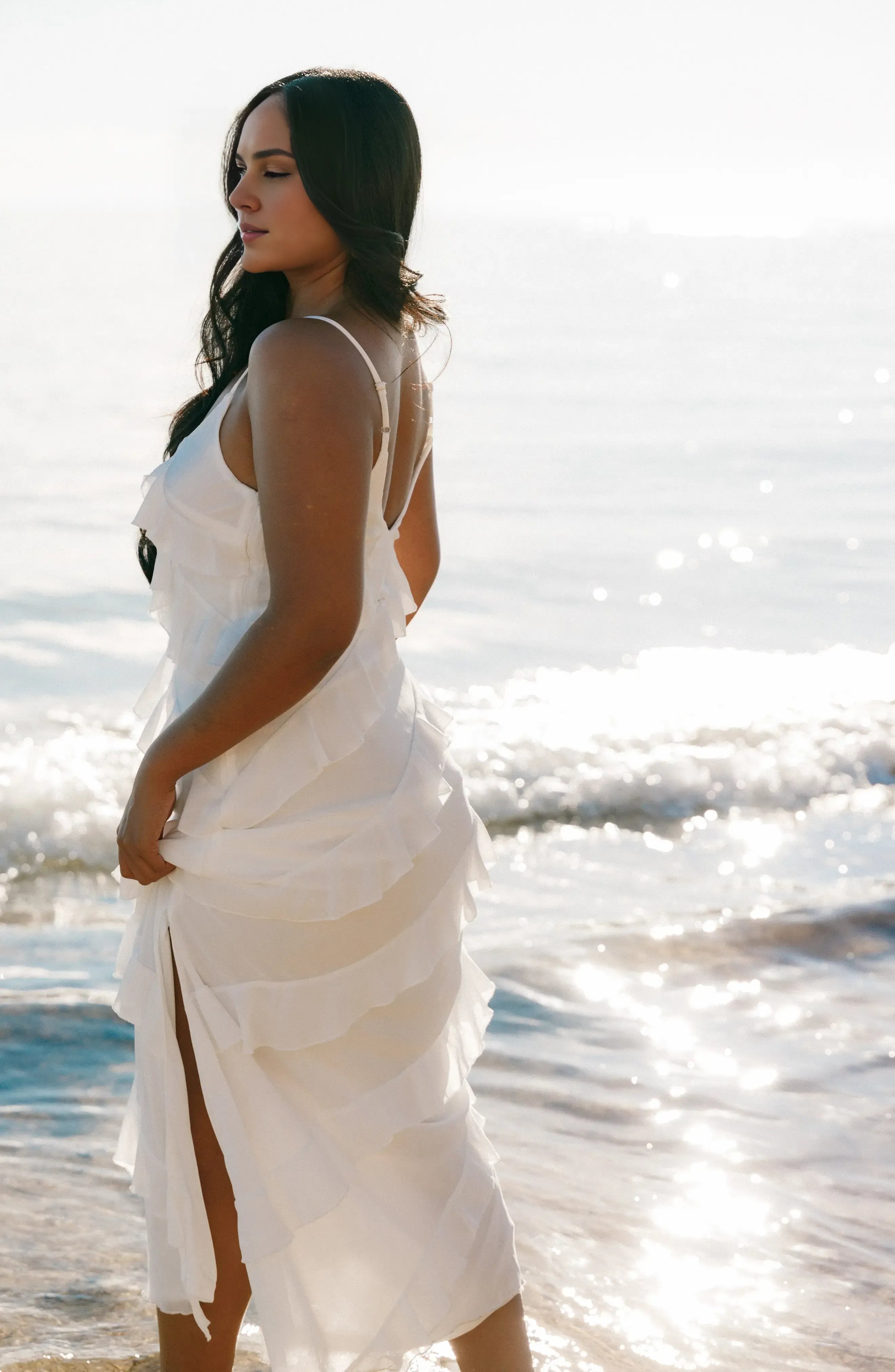 Beautiful Sheath Spaghetti Straps Sleeveless Chiffon Ankle-Length Prom Dress