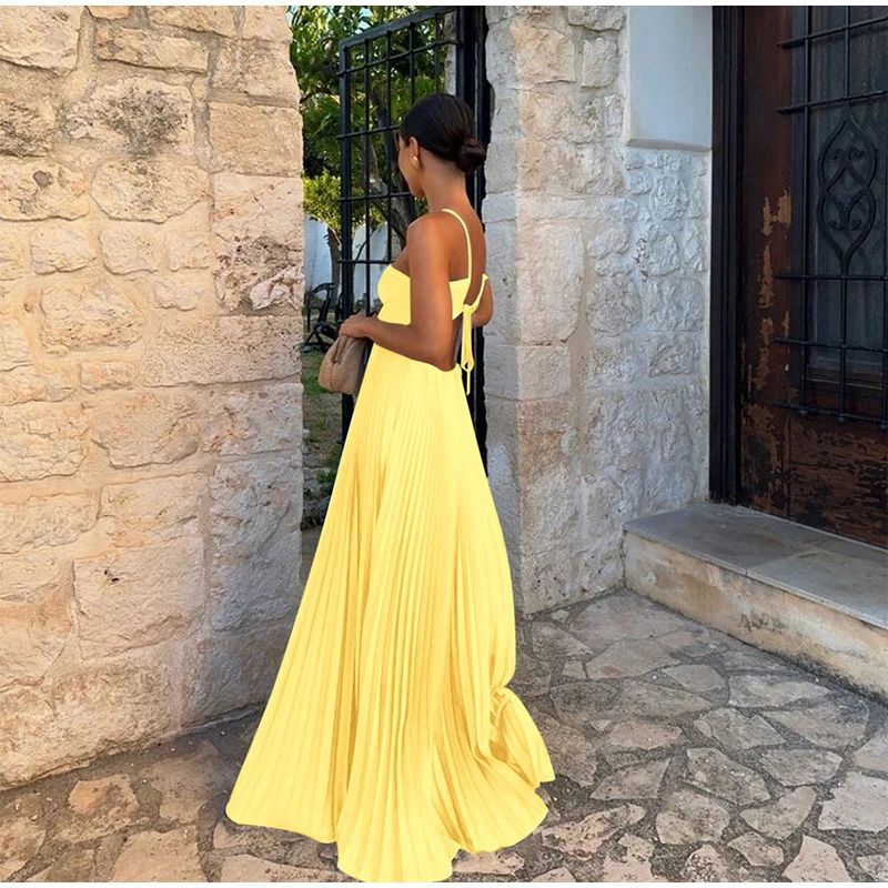 Best Sellers Spaghetti Straps Sleeveless A-Line Satin Cutout Back Long Prom Dress
