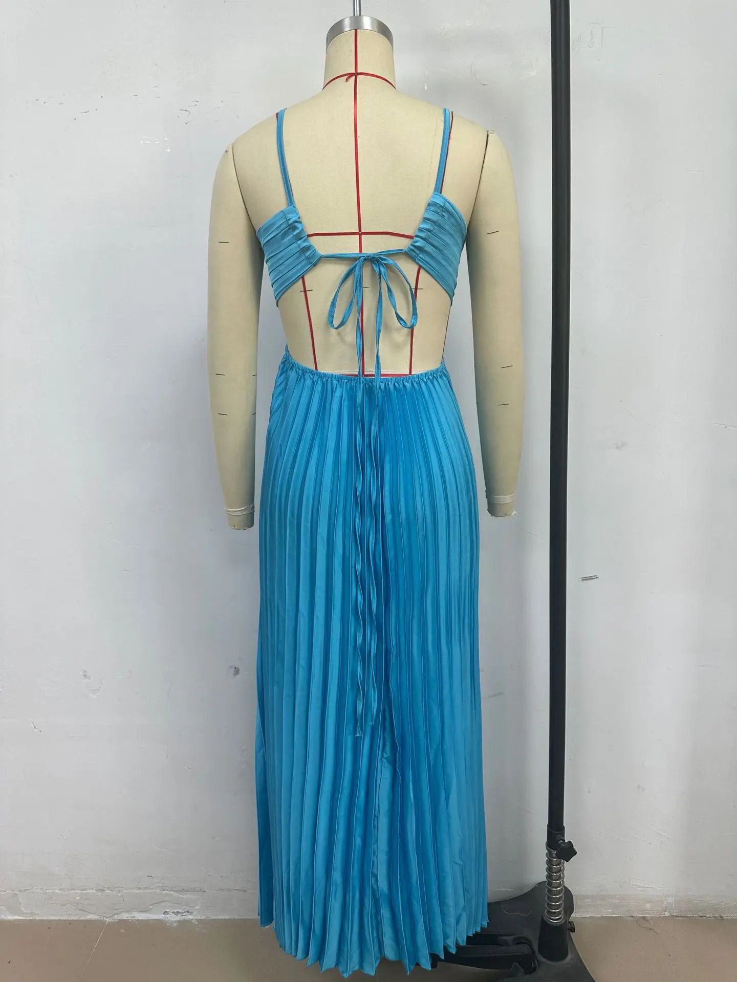 Best Sellers Spaghetti Straps Sleeveless A-Line Satin Cutout Back Long Prom Dress