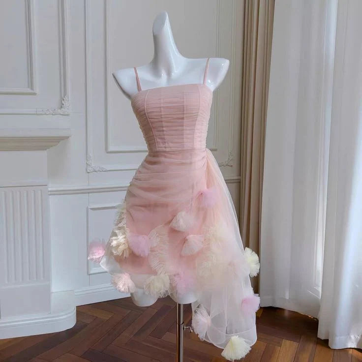 Weitese Dress Prom Dress Stores Lovely Pink Straps A-Line Homecoming Dress Tulle Birthday Outfits Party Dress Formal Women's Dresses