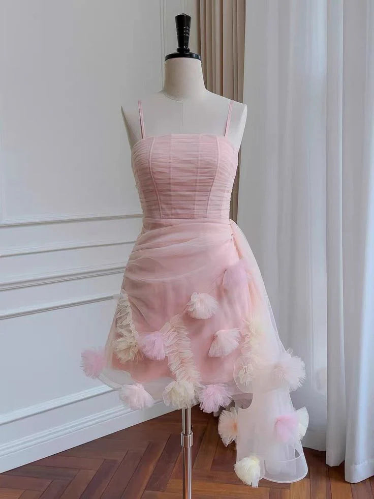 Weitese Dress Prom Dress Stores Lovely Pink Straps A-Line Homecoming Dress Tulle Birthday Outfits Party Dress Formal Women's Dresses